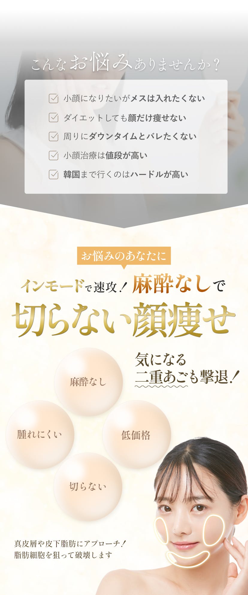 インモードで速攻！麻酔なしで切らない顔痩せ